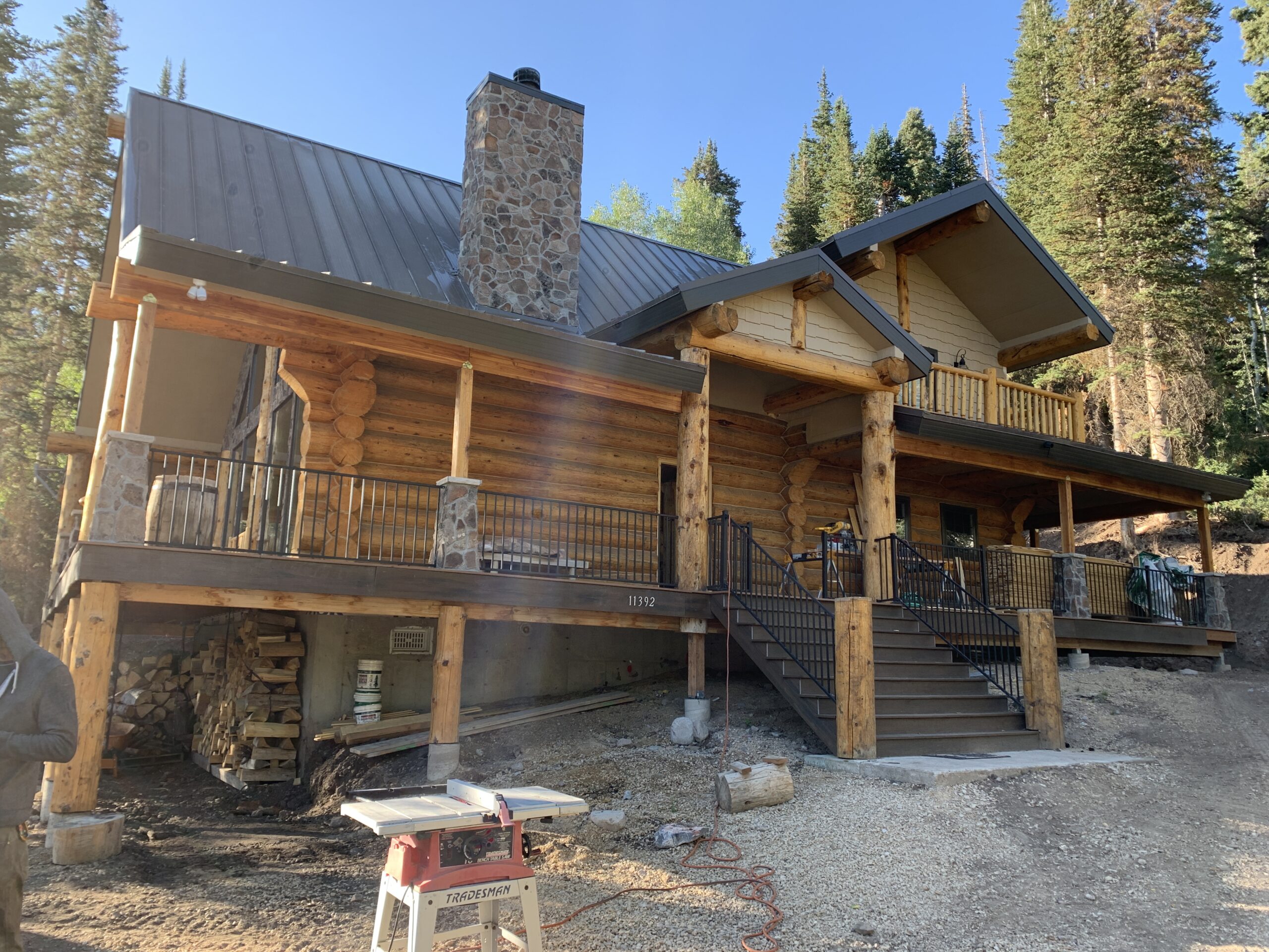 Nearly completed custom handcrafted log home