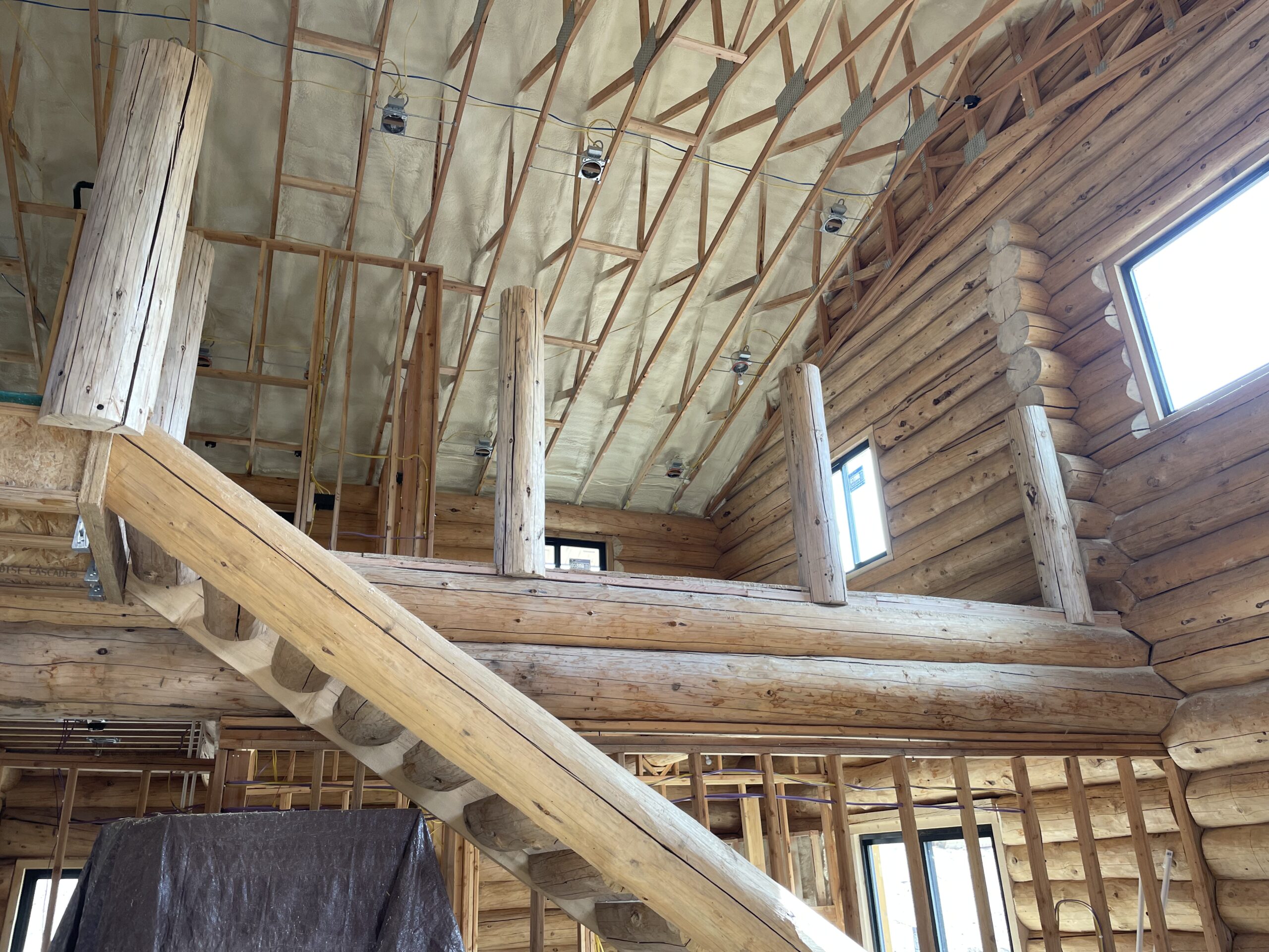 Interior structure taking shape in the Collard's handcrafted log home