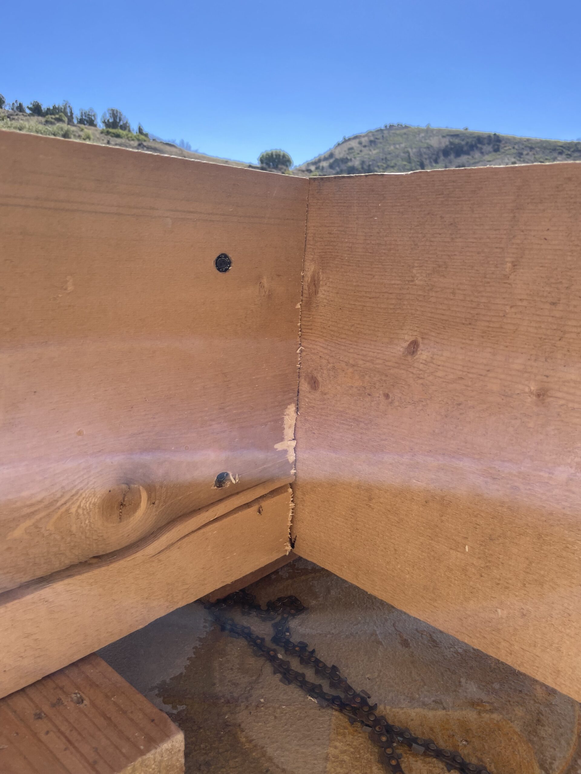Project detail during construction of the Collard's log home